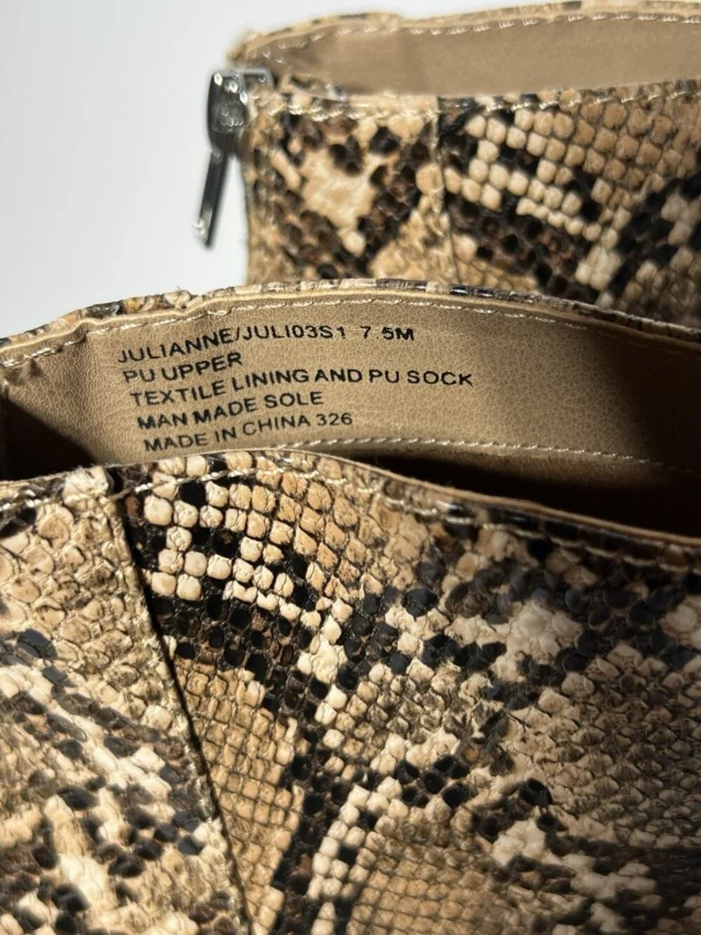 Steve Madden Julianne Snake Print Ankle Boots Women’s 7.5M New No Box